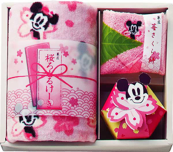 ミッキーマウス 桜和菓子タオルギフト【申込番号:022-00612-00
